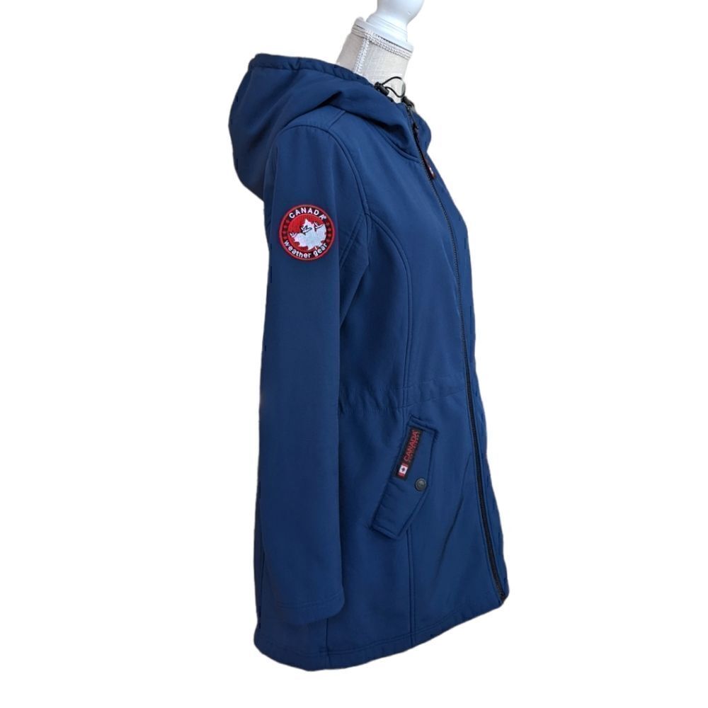 Canada WeatherGear Navy Full Zip Hooded Long Jacket Size S - Picture 3 of 13